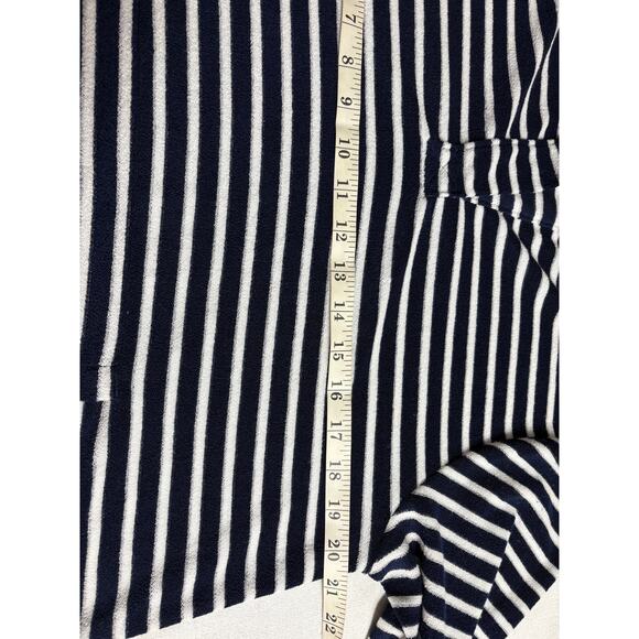 Loft Swim Women's Striped V-Neck Terry Hooded Cover Up Dress Size L Navy NWT - Picture 9 of 10
